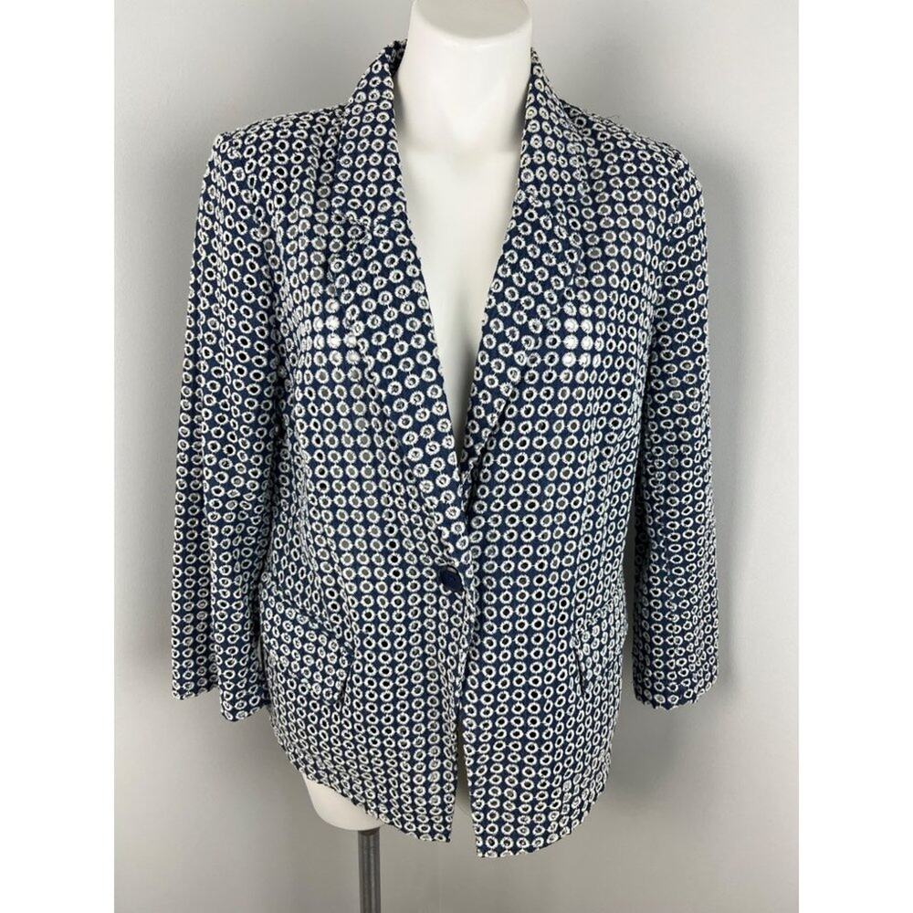 Chico's Navy & White Circle-Print Blazer